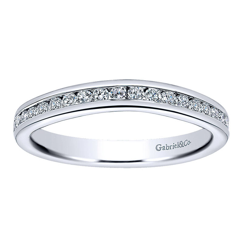 Wedding Band 14k White Gold Diamond Straight