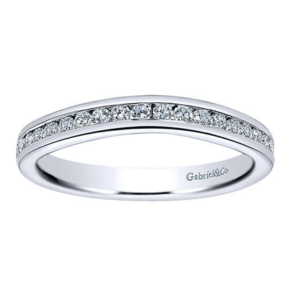 Wedding Band 14k White Gold Diamond Straight