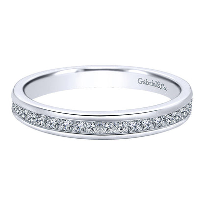 Wedding Band 14k White Gold Diamond Straight