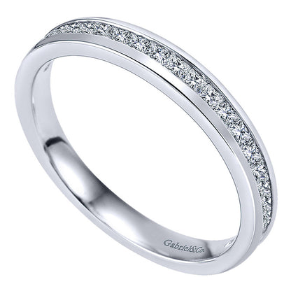 Wedding Band 14k White Gold Diamond Straight