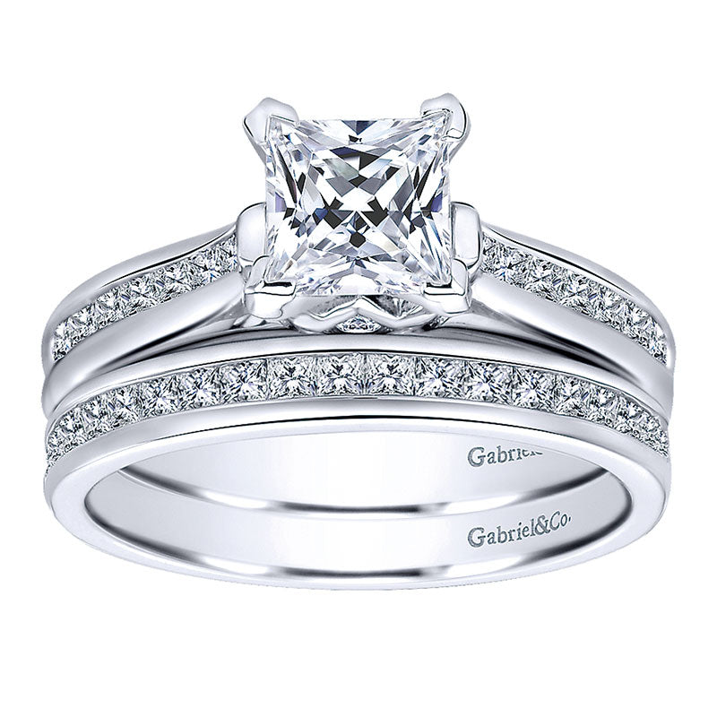 Wedding Band 14k White Gold Diamond Straight
