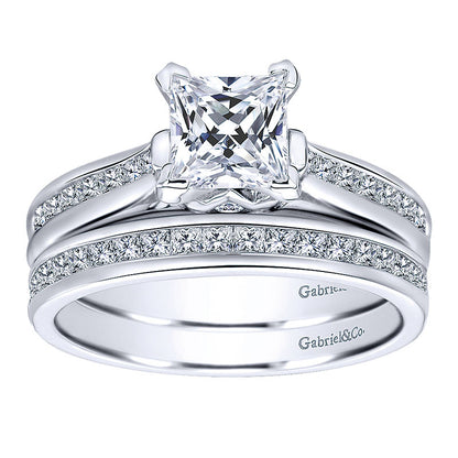 Wedding Band 14k White Gold Diamond Straight