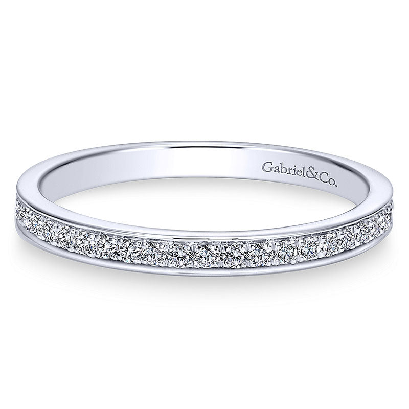 Wedding Band 14k White Gold Diamond Straight