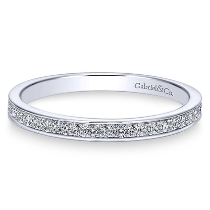 Wedding Band 14k White Gold Diamond Straight