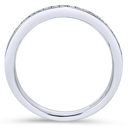 Wedding Band 14k White Gold Diamond Straight
