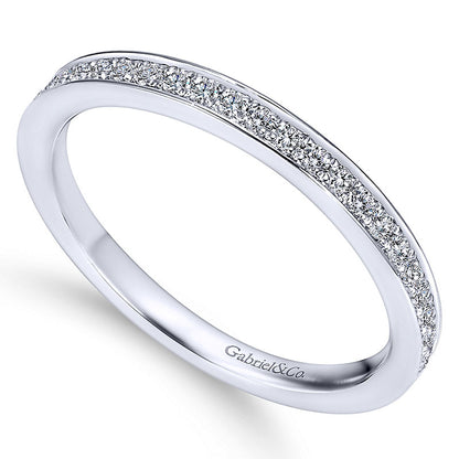 Wedding Band 14k White Gold Diamond Straight
