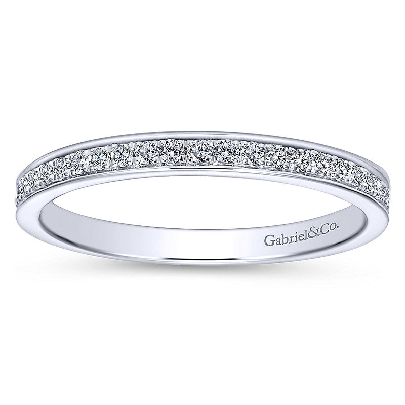 Wedding Band 14k White Gold Diamond Straight