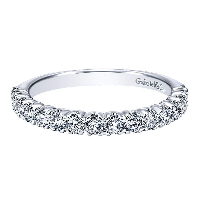 Wedding Band 14k White Gold Diamond Straight