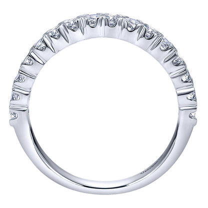 Wedding Band 14k White Gold Diamond Straight