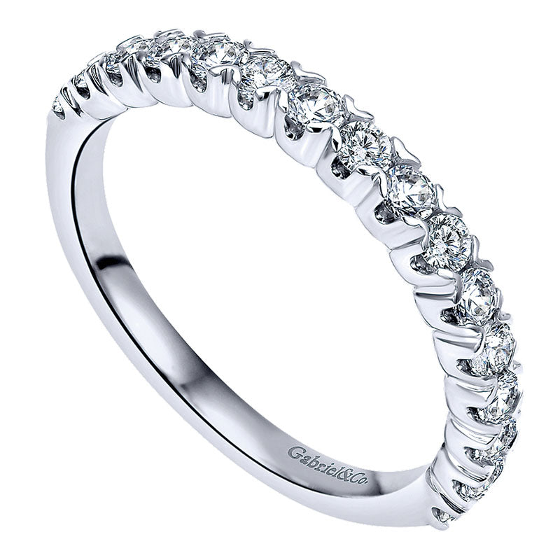 Wedding Band 14k White Gold Diamond Straight
