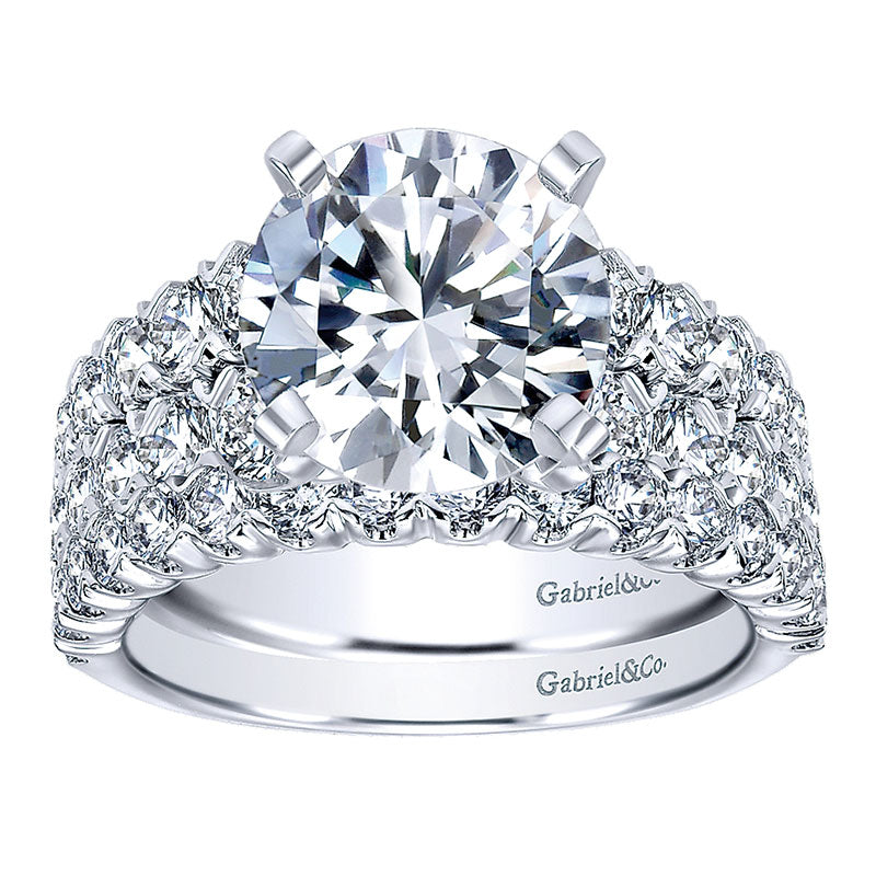 Wedding Band 14k White Gold Diamond Straight