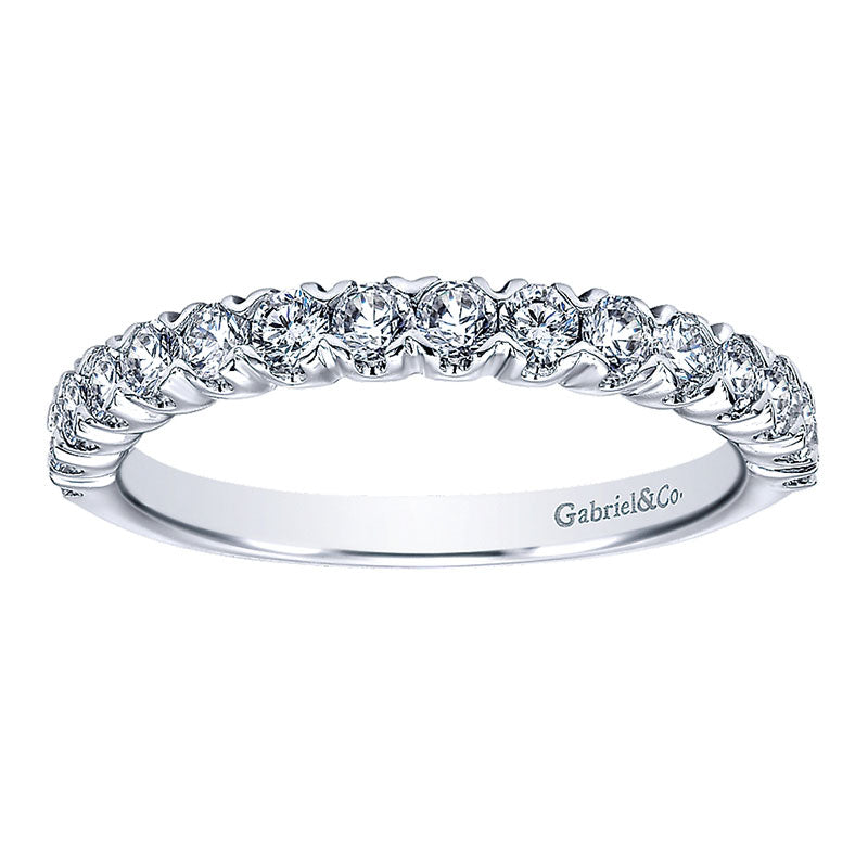 Wedding Band 14k White Gold Diamond Straight