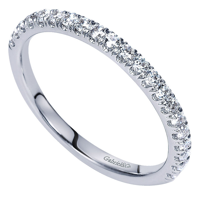 Wedding Band 14k White Gold Diamond Straight