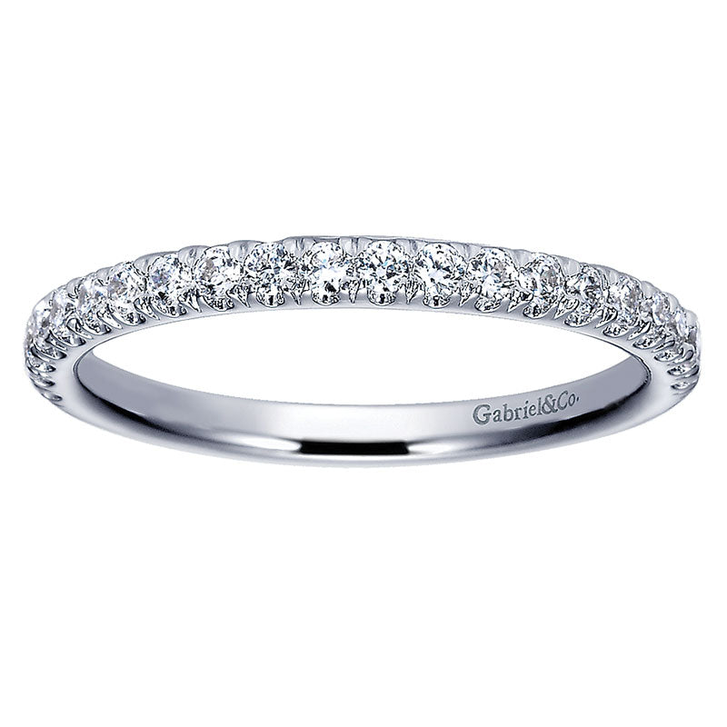 Wedding Band 14k White Gold Diamond Straight