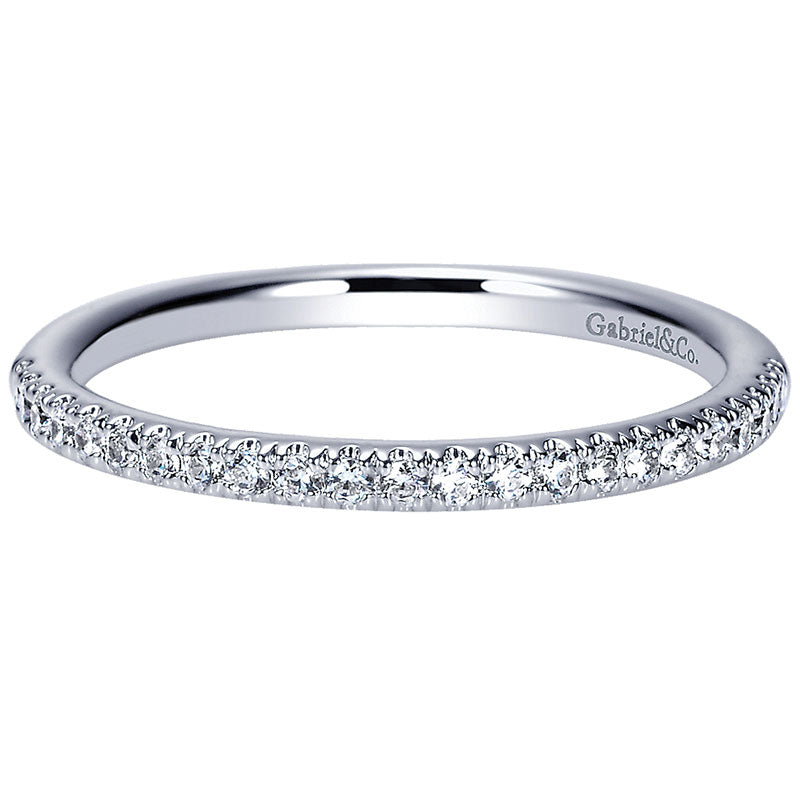 Wedding Band 14k White Gold Diamond Straight