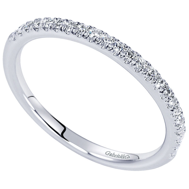 Wedding Band 14k White Gold Diamond Straight