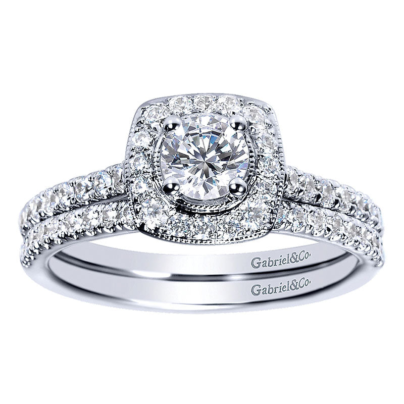 Wedding Band 14k White Gold Diamond Straight