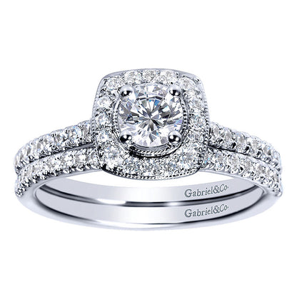 Wedding Band 14k White Gold Diamond Straight