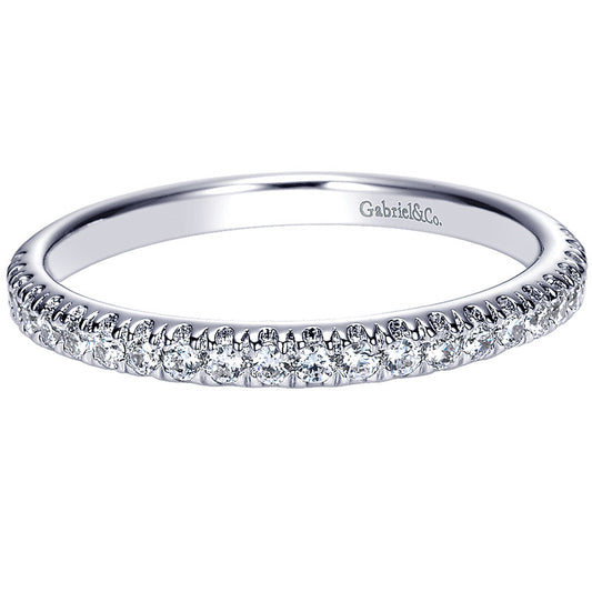 Wedding Band 14k White Gold Diamond Straight