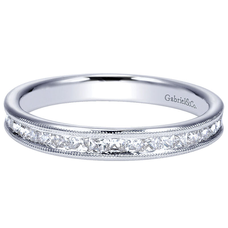 Wedding Band 14k White Gold Diamond Straight