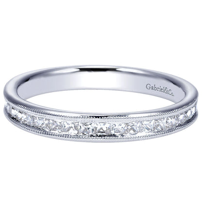 Wedding Band 14k White Gold Diamond Straight