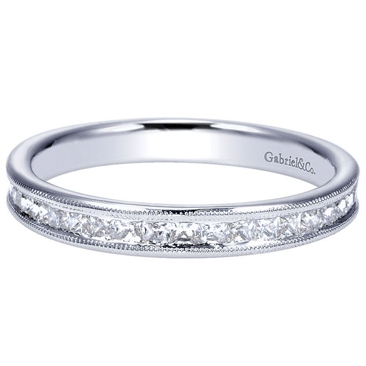 Wedding Band 14k White Gold Diamond Straight