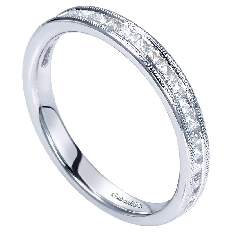 Wedding Band 14k White Gold Diamond Straight
