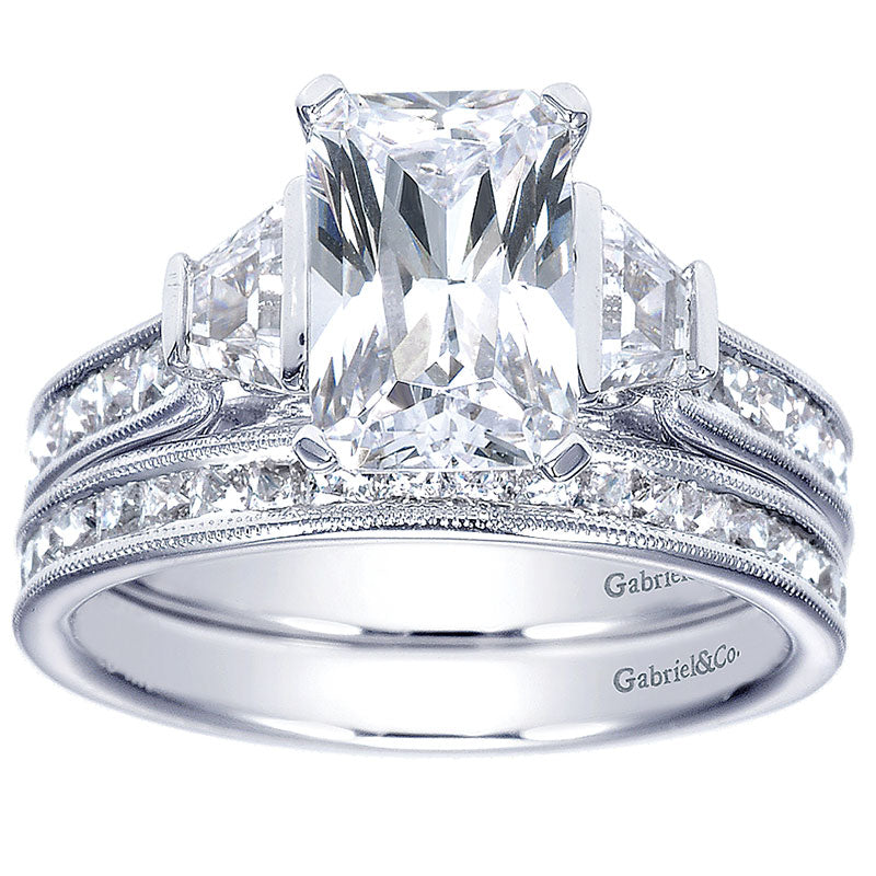 Wedding Band 14k White Gold Diamond Straight