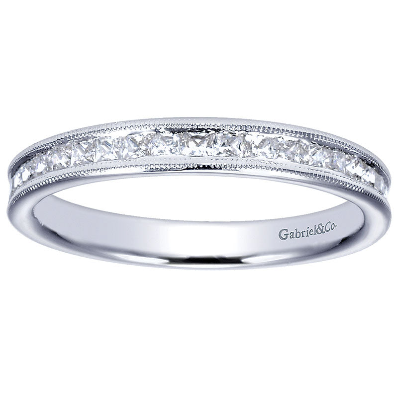 Wedding Band 14k White Gold Diamond Straight