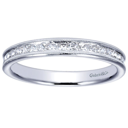 Wedding Band 14k White Gold Diamond Straight