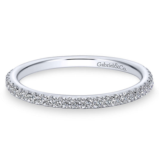 Wedding Band 14k White Gold Diamond Straight
