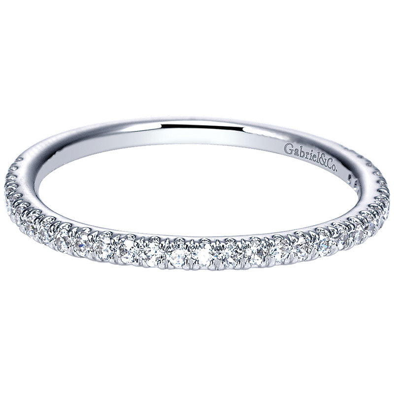 Wedding Band 14k White Gold Diamond Straight