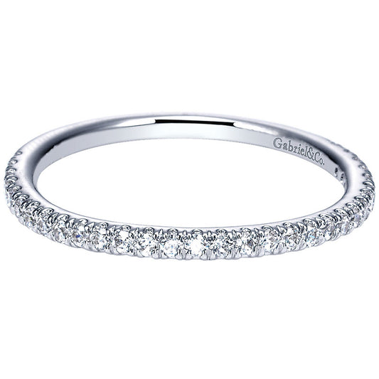Wedding Band 14k White Gold Diamond Straight
