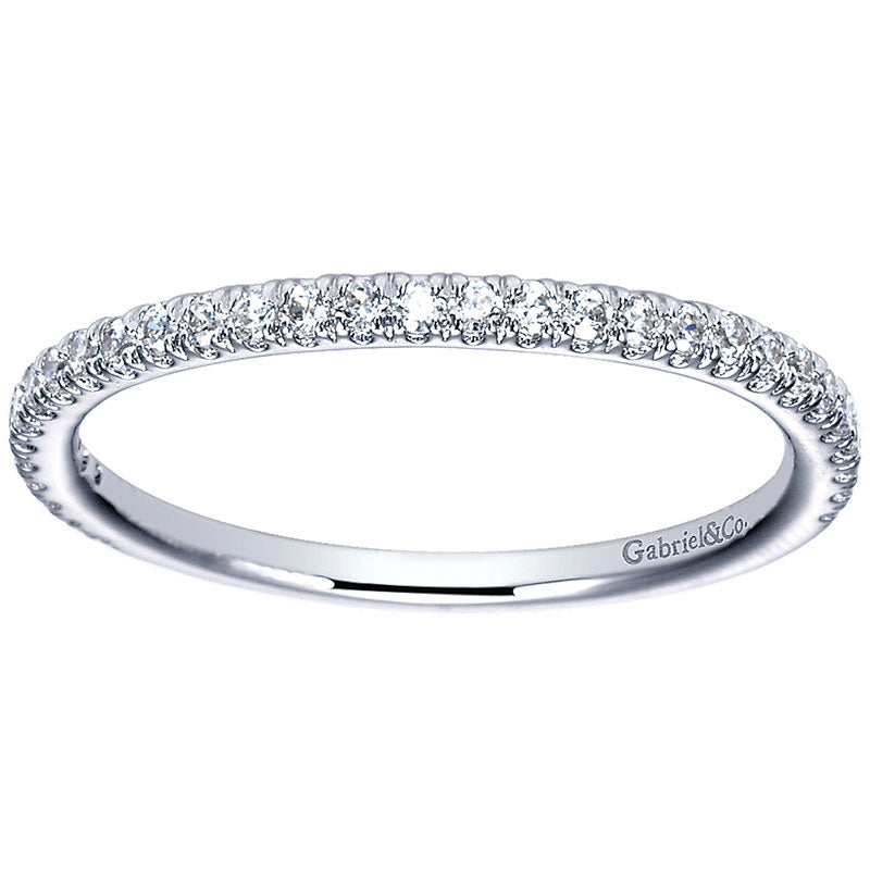 Wedding Band 14k White Gold Diamond Straight