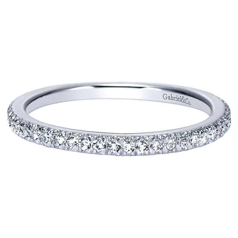 Wedding Band 14k White Gold Diamond Straight