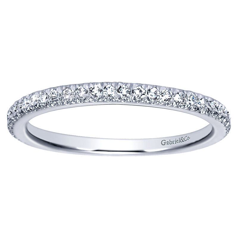 Wedding Band 14k White Gold Diamond Straight
