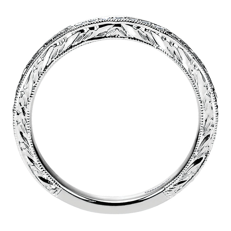 Wedding Band 14k White Gold Victorian Straight