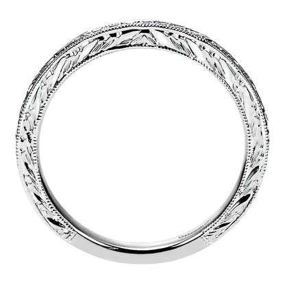 Wedding Band 14k White Gold Victorian Straight