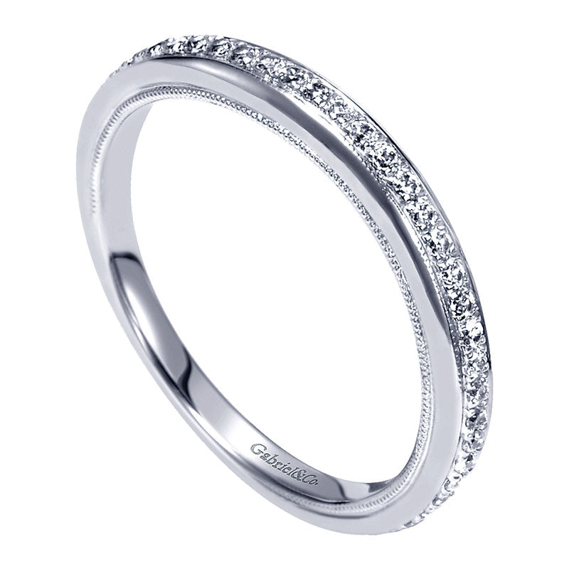 Wedding Band 14k White Gold Diamond Straight