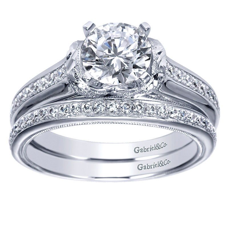Wedding Band 14k White Gold Diamond Straight