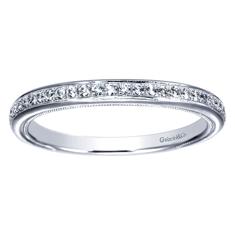 Wedding Band 14k White Gold Diamond Straight