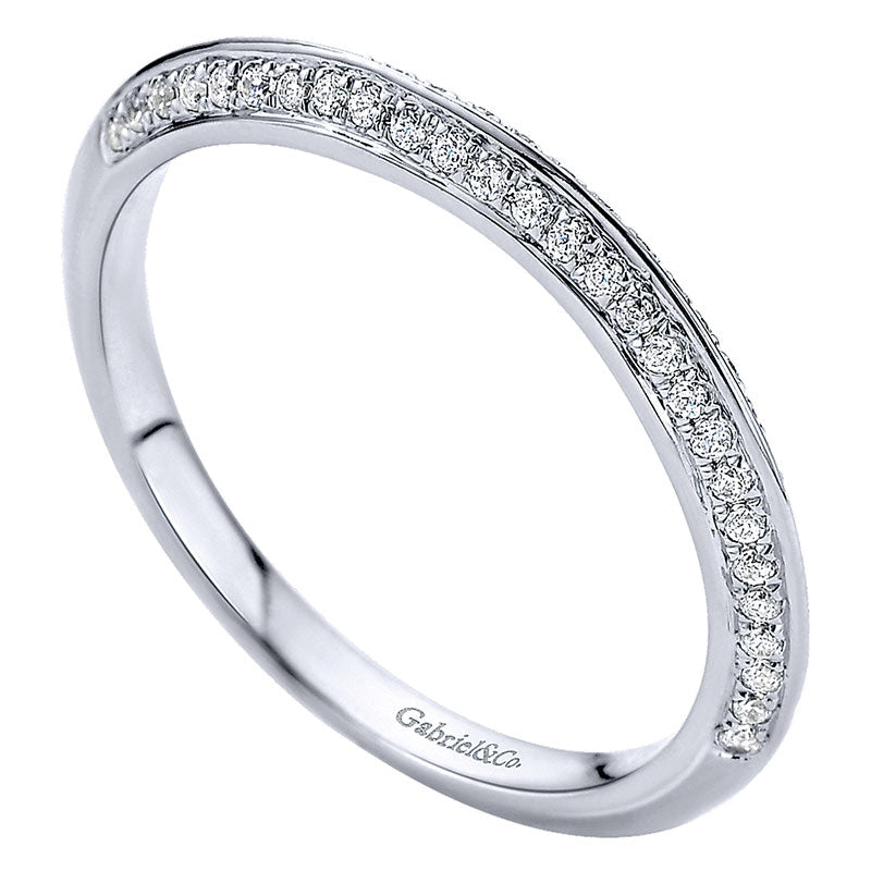 Wedding Band 14k White Gold Diamond Straight