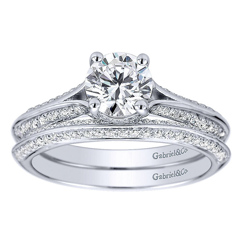 Wedding Band 14k White Gold Diamond Straight