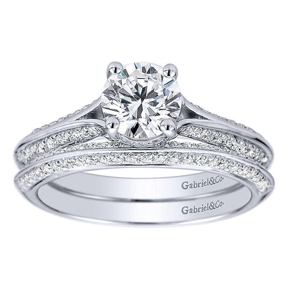 Wedding Band 14k White Gold Diamond Straight