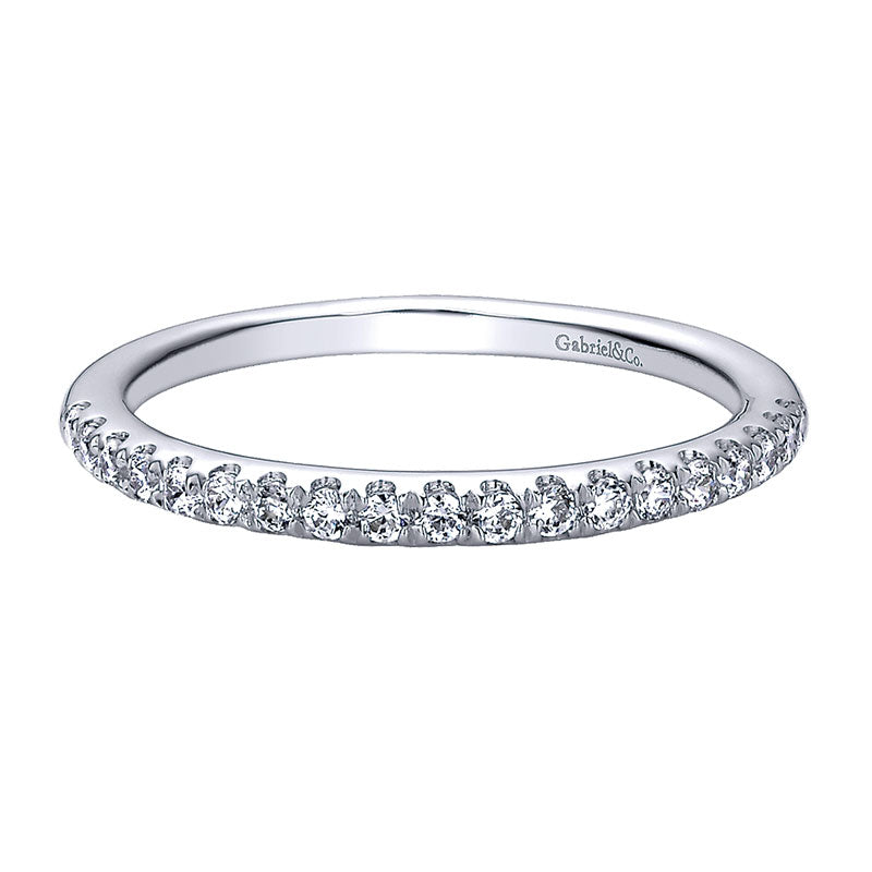 Wedding Band 14k White Gold Diamond Straight