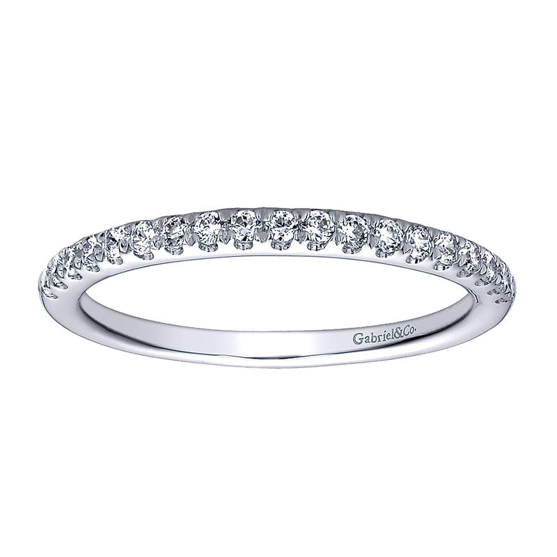 Wedding Band 14k White Gold Diamond Straight