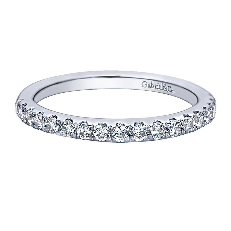 Wedding Band 14k White Gold Diamond Straight