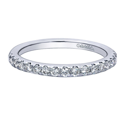 Wedding Band 14k White Gold Diamond Straight