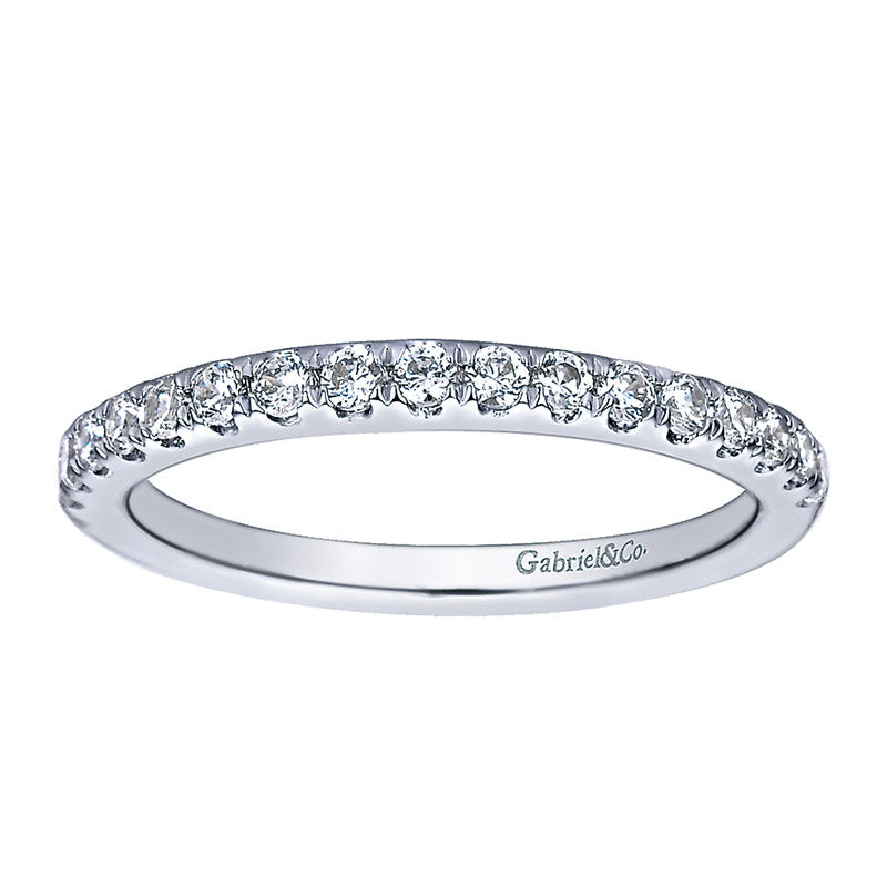 Wedding Band 14k White Gold Diamond Straight