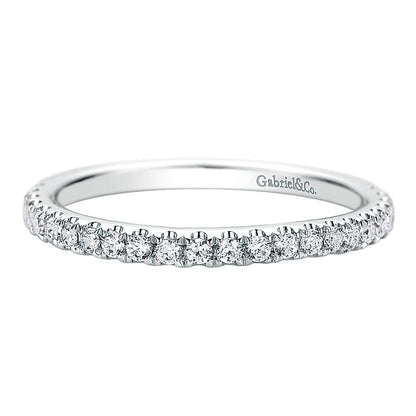 Wedding Band 14k White Gold Diamond Straight